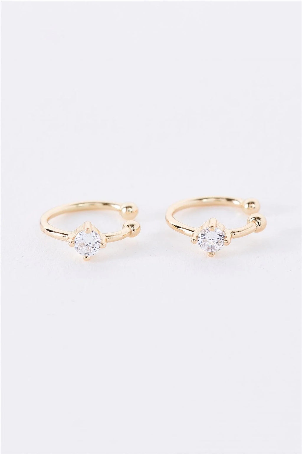Gold Faux Diamond Center Helix Ear Clips