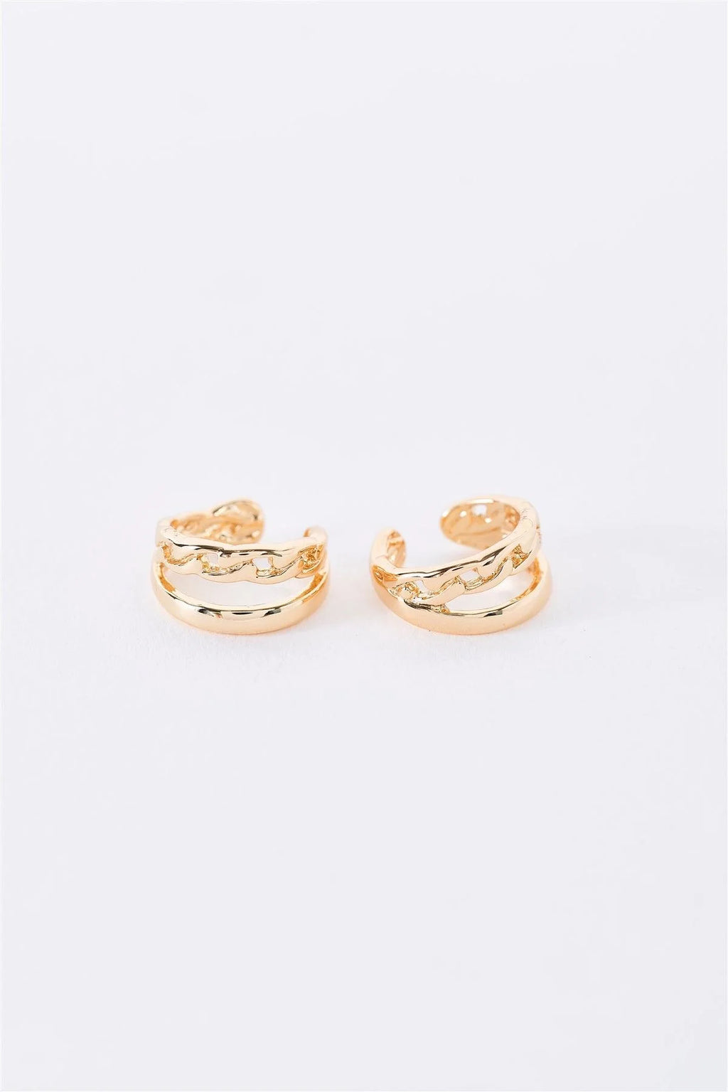 Small Gold Structured Linked Hoop Helix Ear Clips