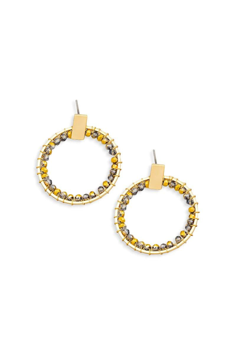Circle Glass Inner Bead Push Back Closure Earrings