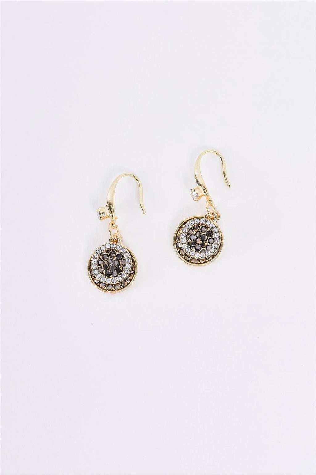 Gold & Black White Rhinestone Drop Earrings