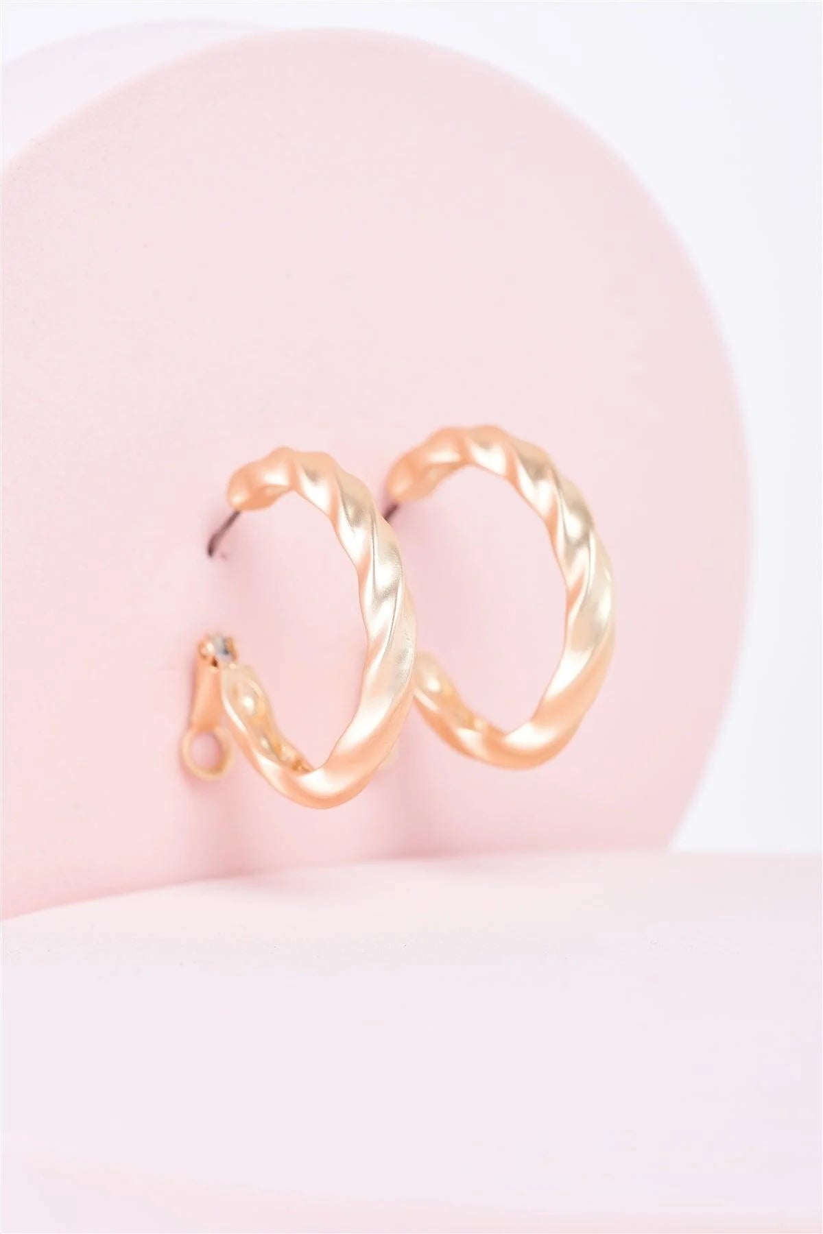 Matte Gold Twisted Hoop Earrings