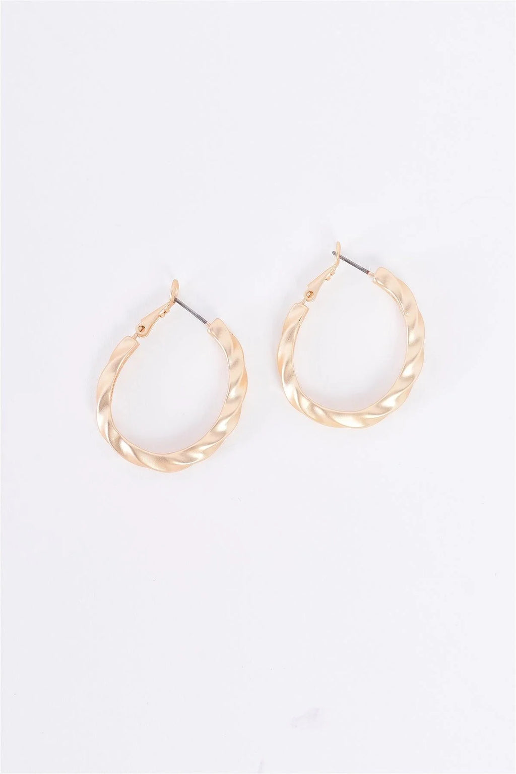 Matte Gold Twisted Hoop Earrings