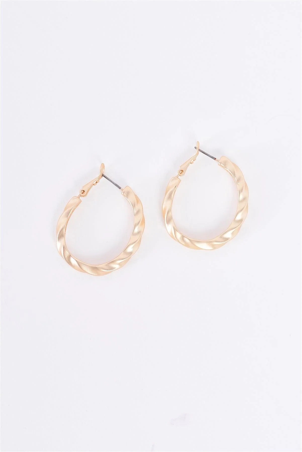 Matte Gold Twisted Hoop Earrings