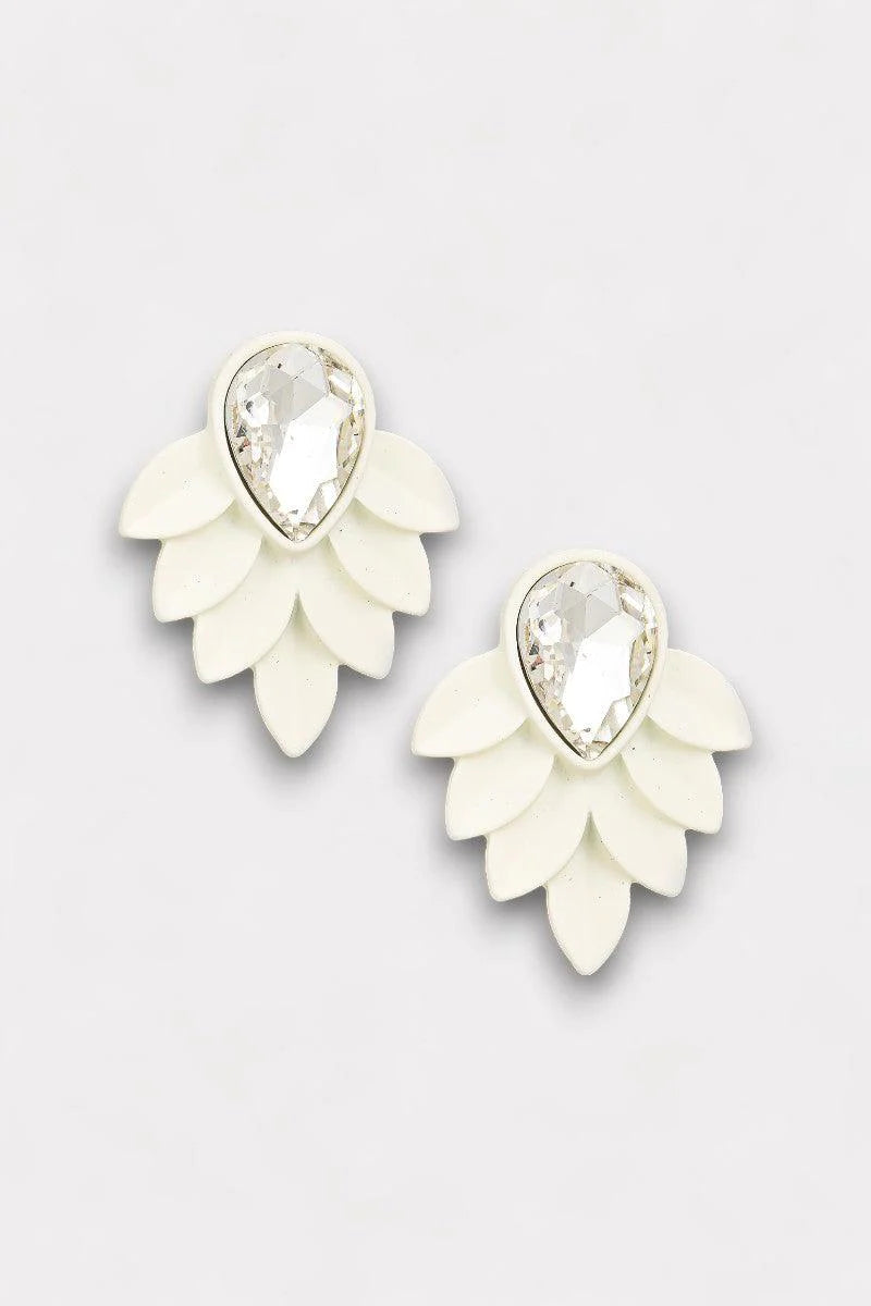 Retro Crystal Teardrop Leaf Earrings
