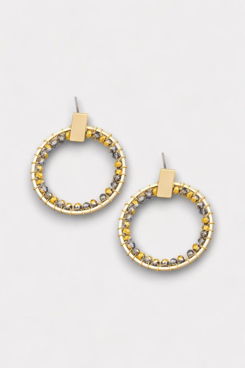 Circle Glass Inner Bead Push Back Closure Earrings