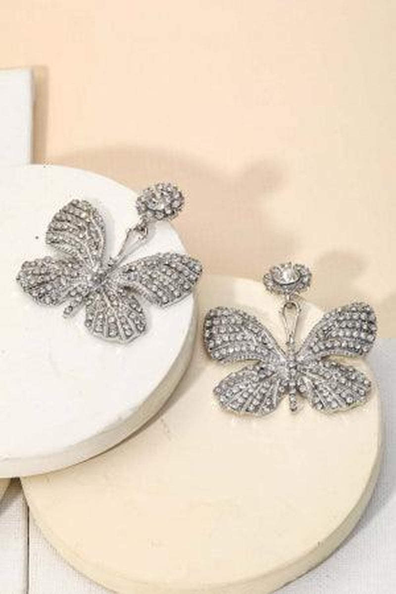 Rhinestone Clear Butterfly Earring