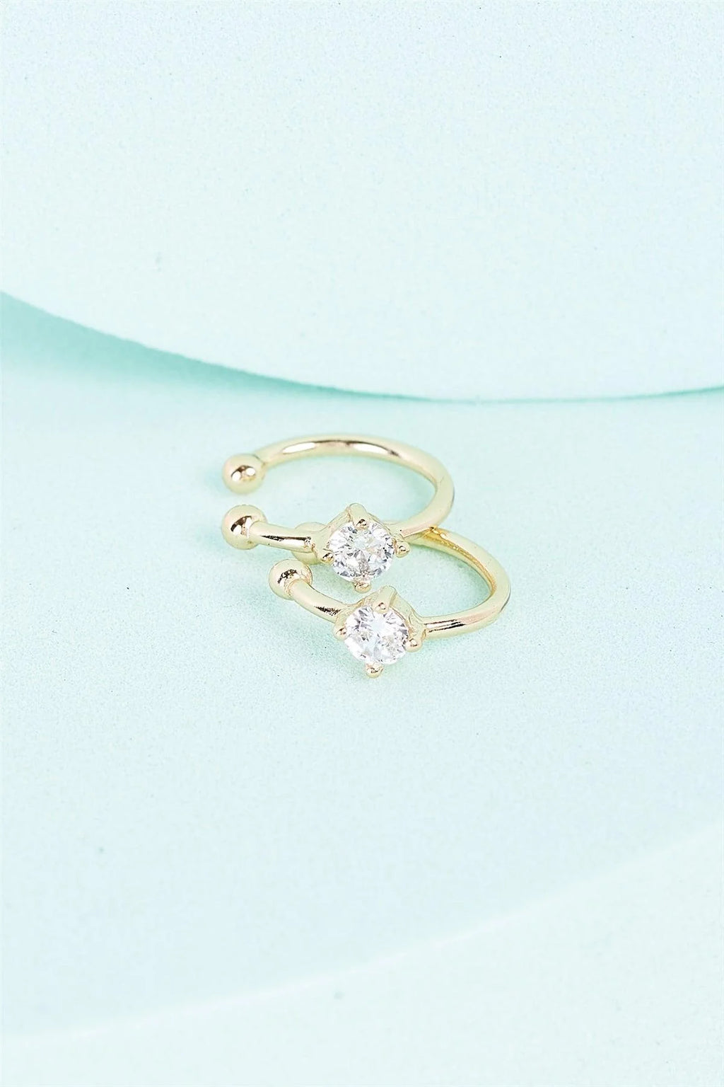 Gold Faux Diamond Center Helix Ear Clips