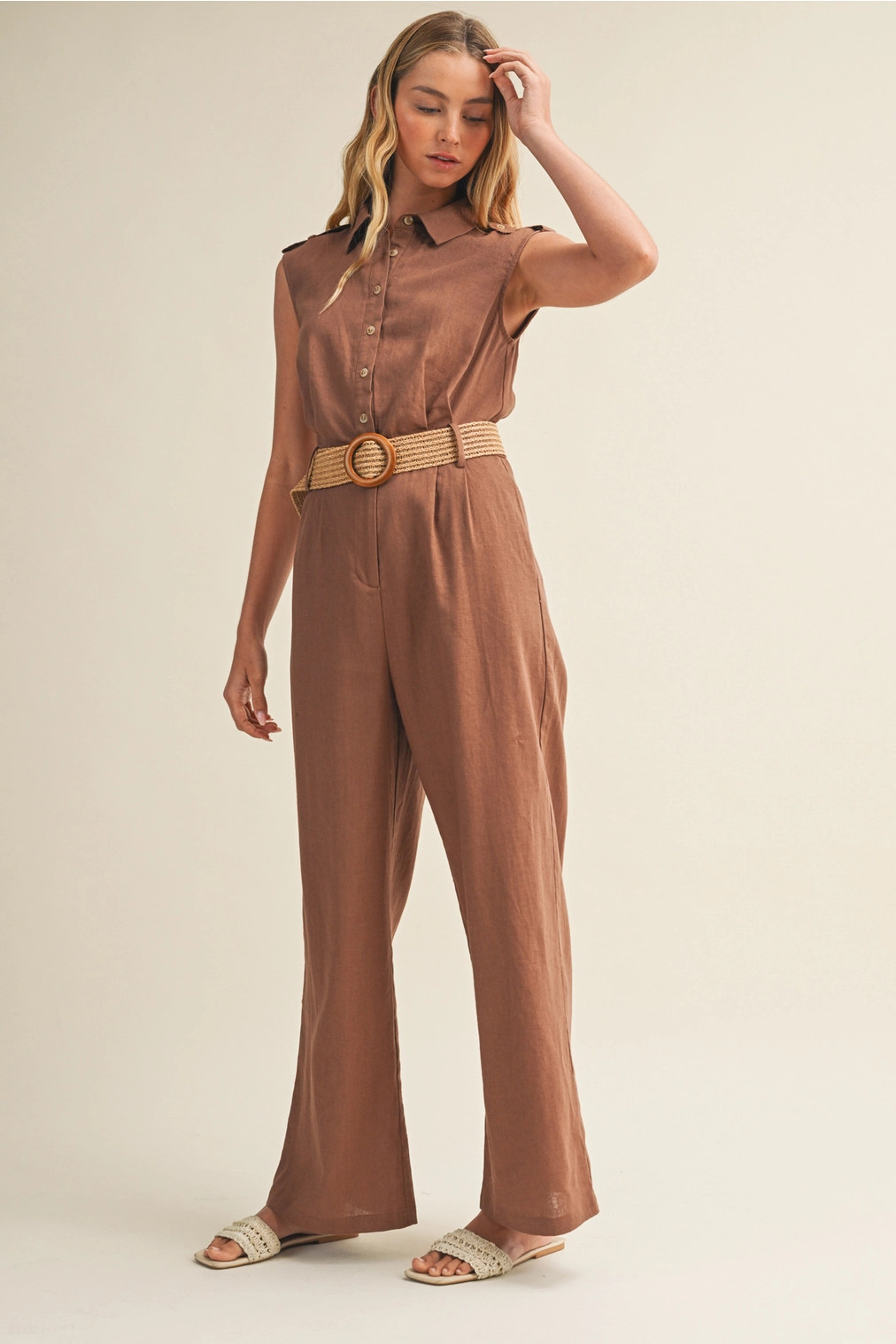 Belted Wide-Leg Jumpsuit