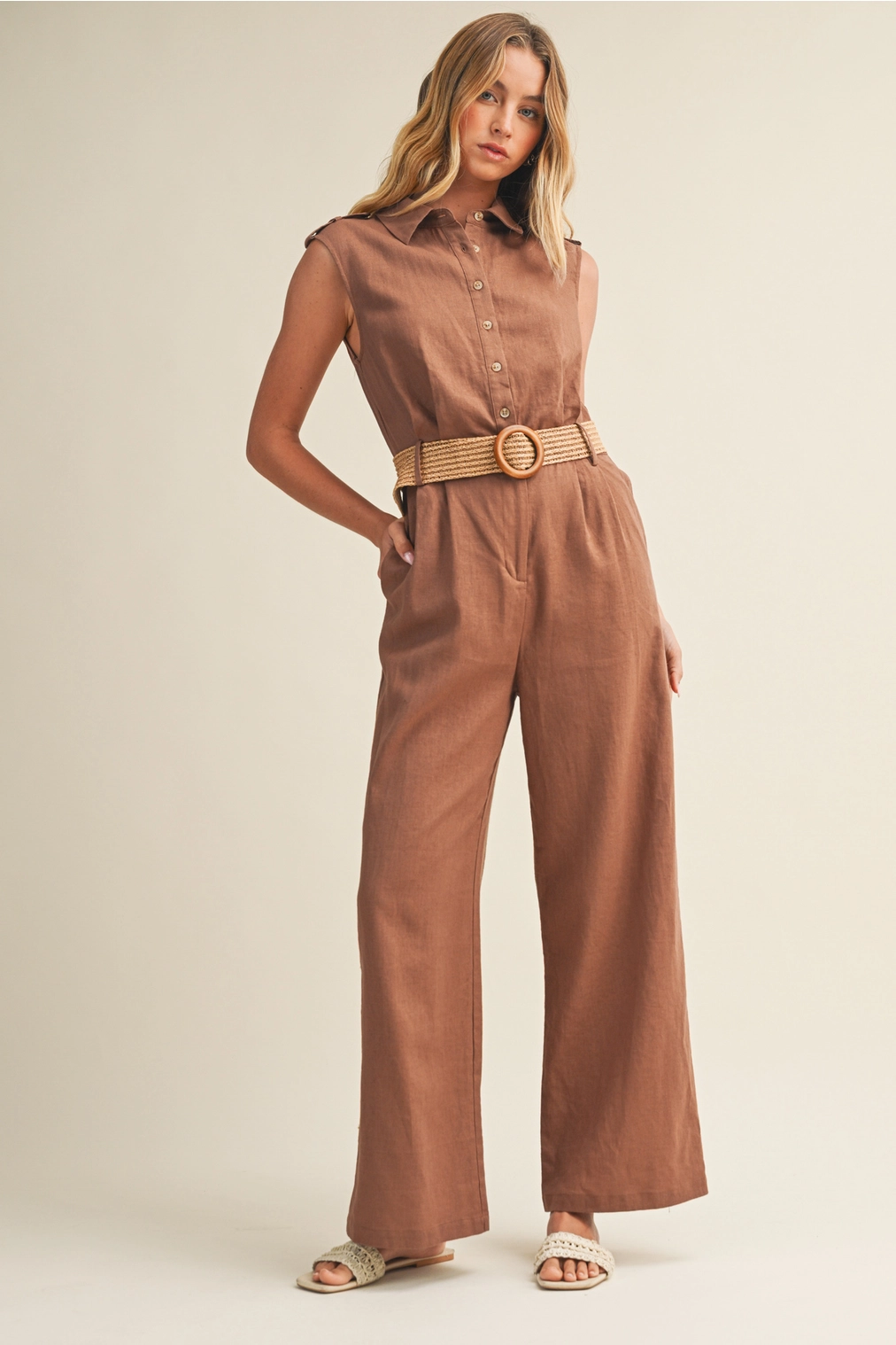 Belted Wide-Leg Jumpsuit