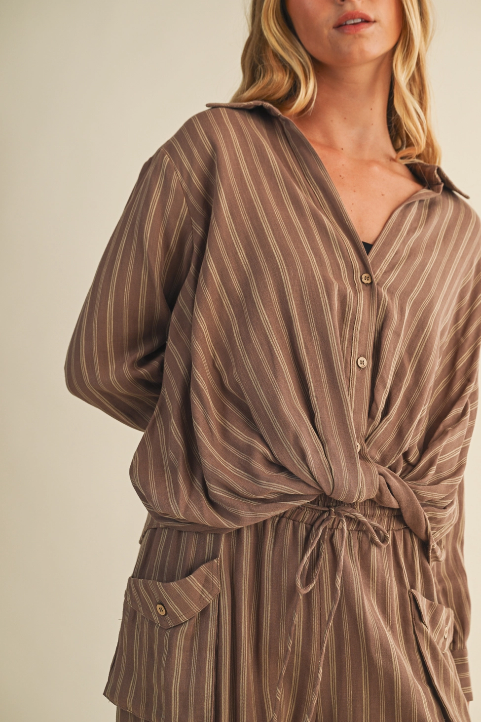 Twisted Front Striped Top