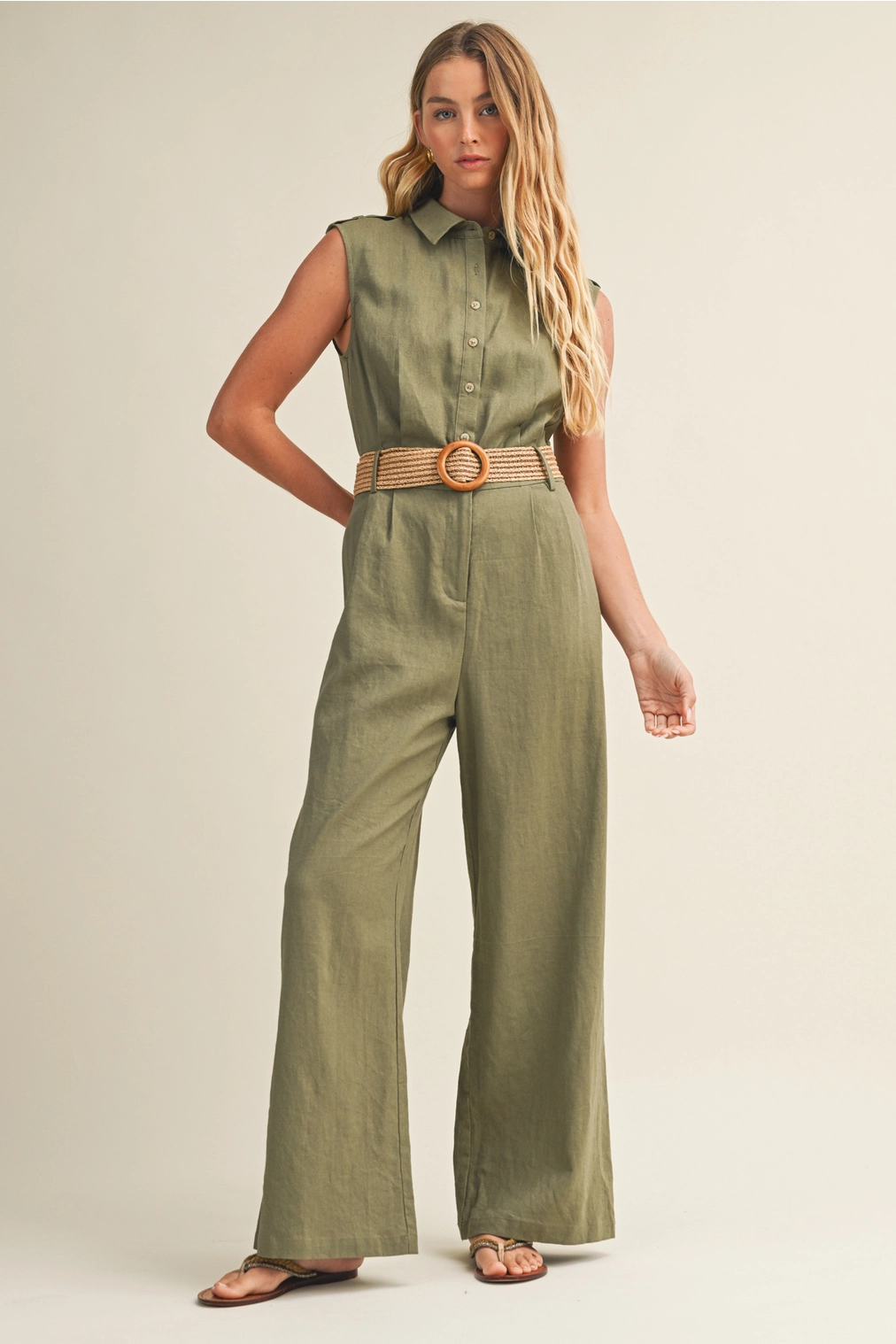 Belted Wide-Leg Jumpsuit