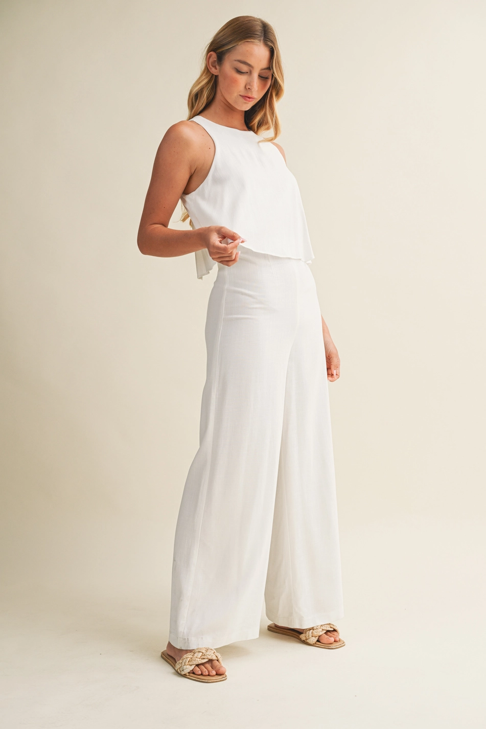 Linen Sleeveless Jumpsuit