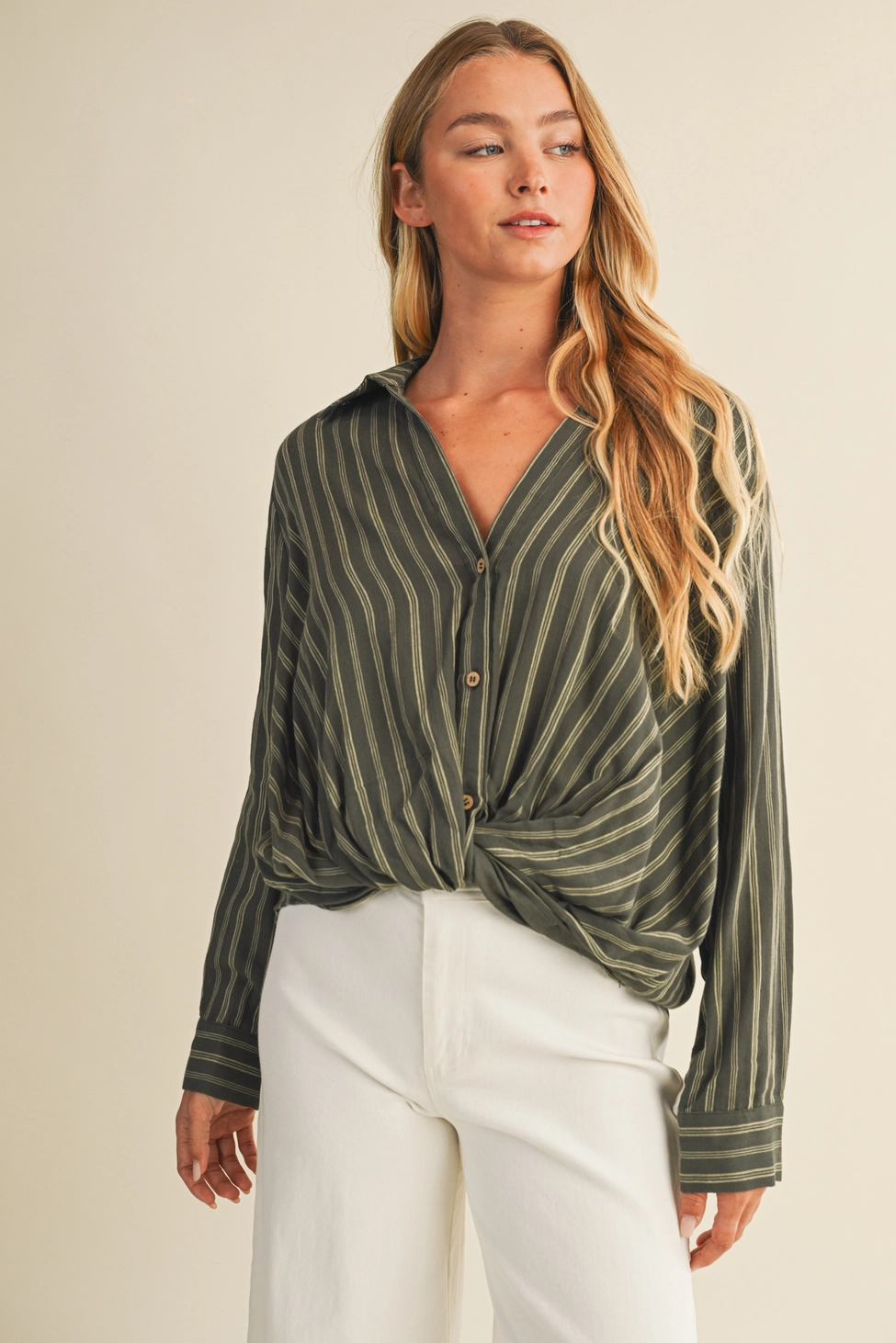 Twisted Front Striped Top