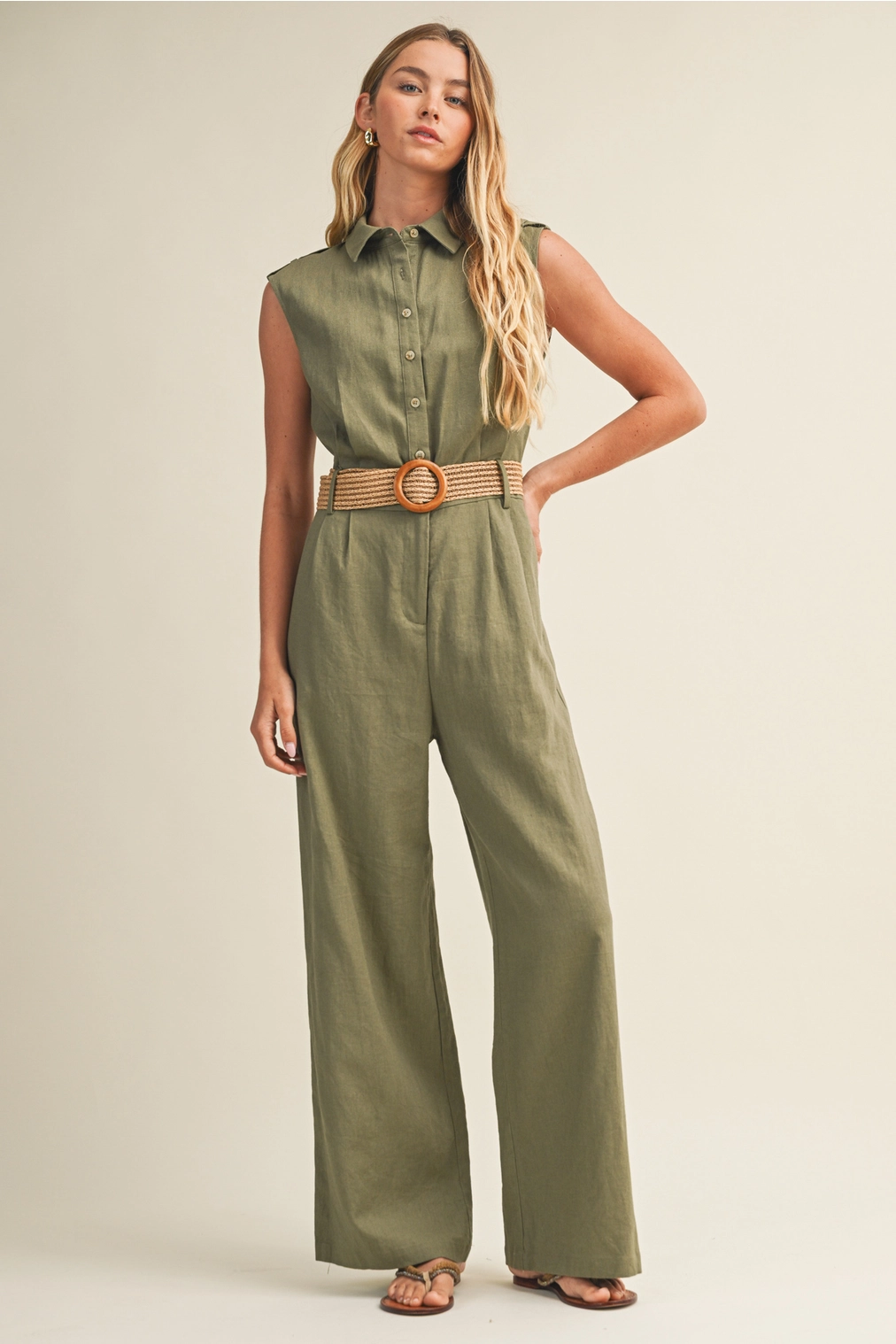 Belted Wide-Leg Jumpsuit