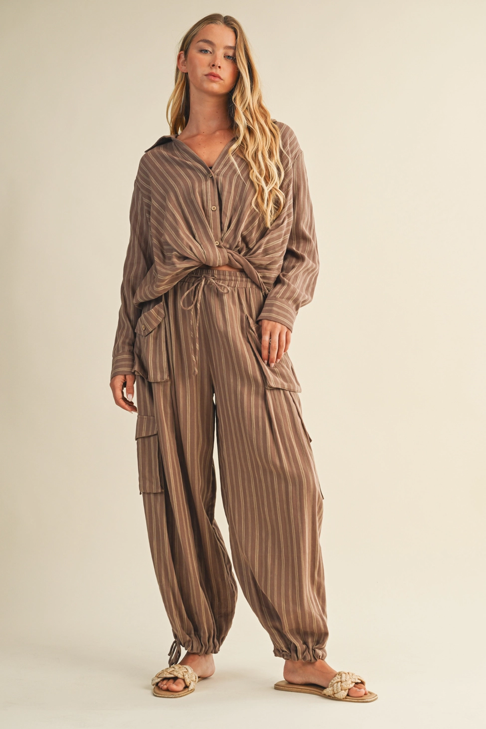 Twisted Front Striped Top