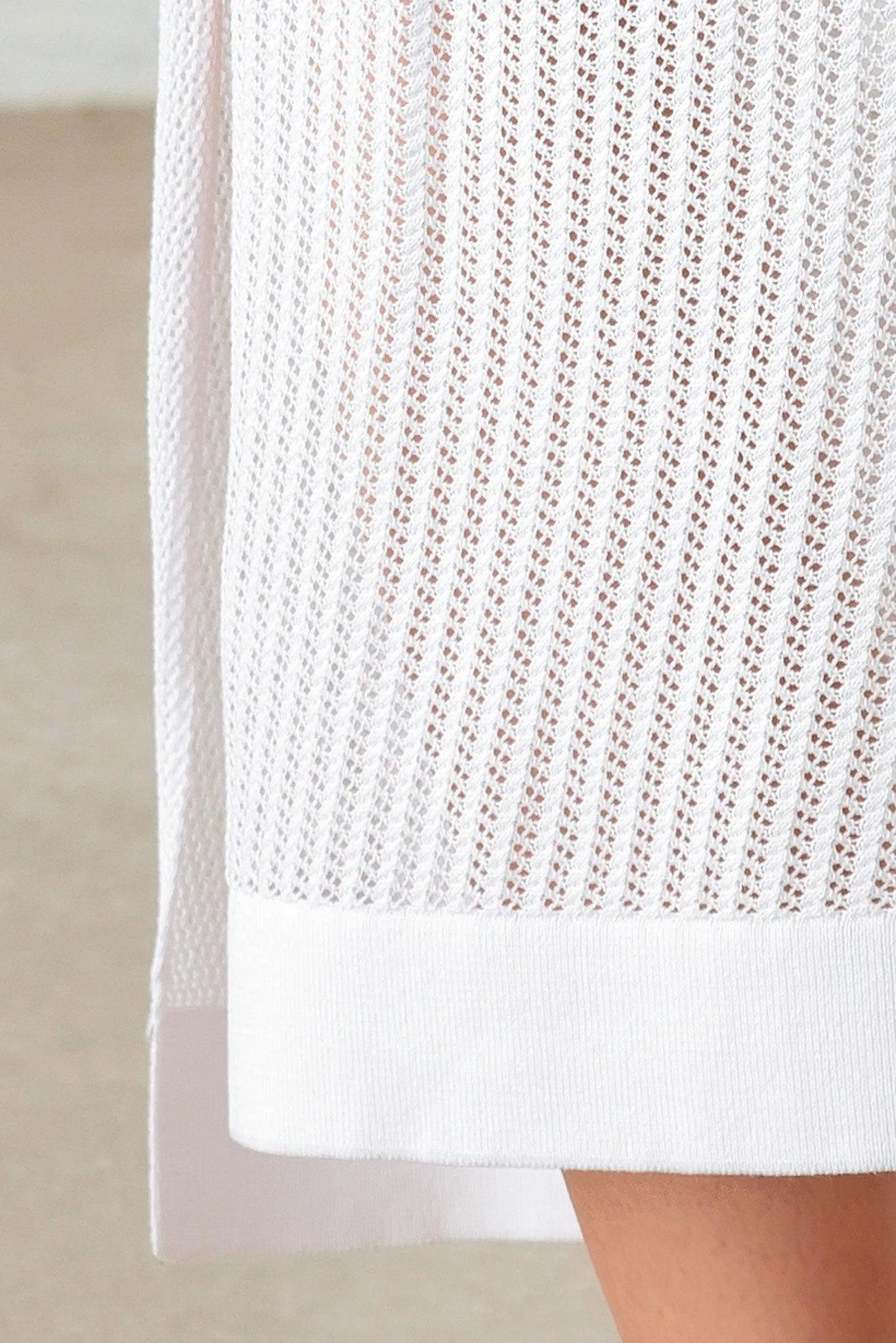 Long Sleeve Side Slit Net Knit Long Cover up Cardigan